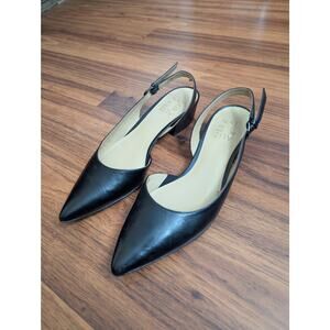 Naturalizer Black Leather Slingback Pointed Toe Low Heel Pumps- Size 7.5